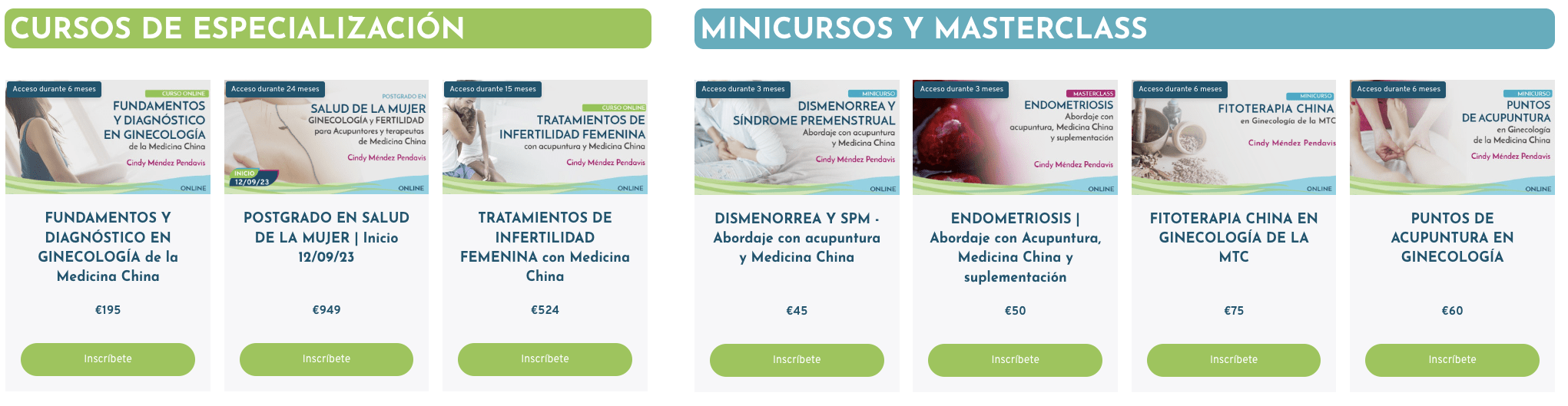 Cursos y mini cursos online en salud de la mujer con acupuntura y medicina china disponibles en Meridianspro